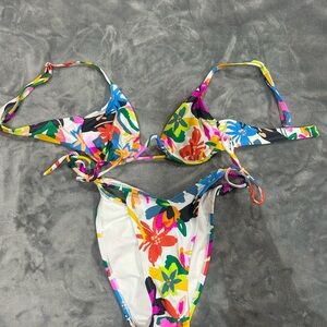 Colorful Floral Kids Swimwear Set